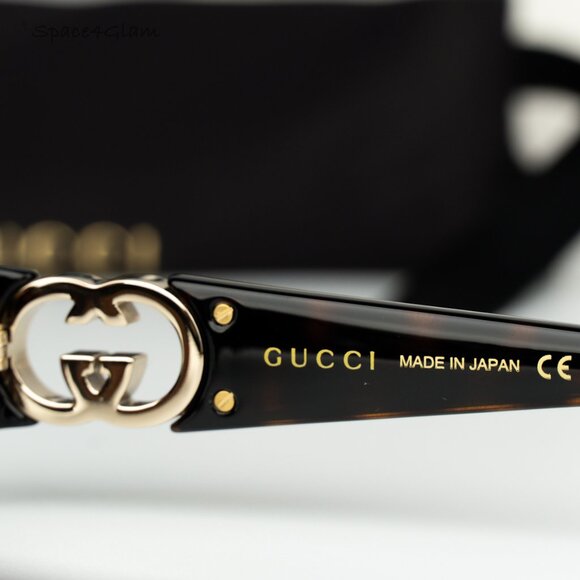 Gucci Women Sunglasses Dark Havana Brown Rectangle GG1661S 002 BRAND NEW - Picture 7 of 9